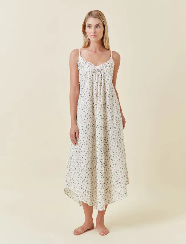 Swiss Dot Lace Front Maxi Nightie made by Papinelle