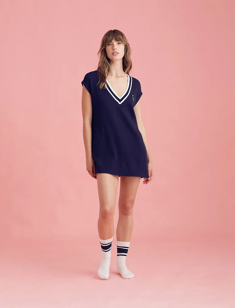 Luxe Waffle Tennis Logo Tank Dress sold by Papinelle product image thumbnail 2