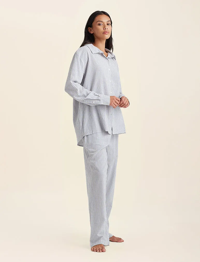 Sabine Seersucker Stripe Boyfriend Shirt sold by Papinelle product image thumbnail 4