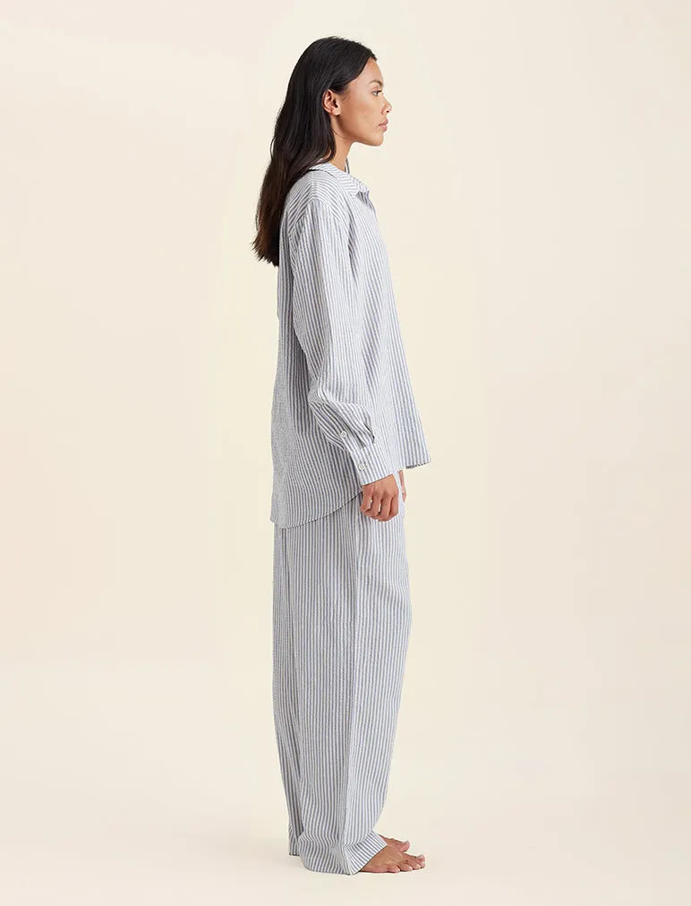 Sabine Seersucker Stripe Boyfriend Shirt sold by Papinelle product image thumbnail 5