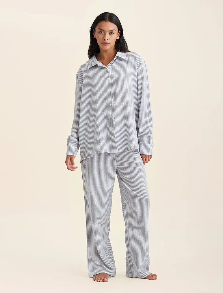 Sabine Seersucker Stripe Boyfriend Shirt sold by Papinelle product image thumbnail 2