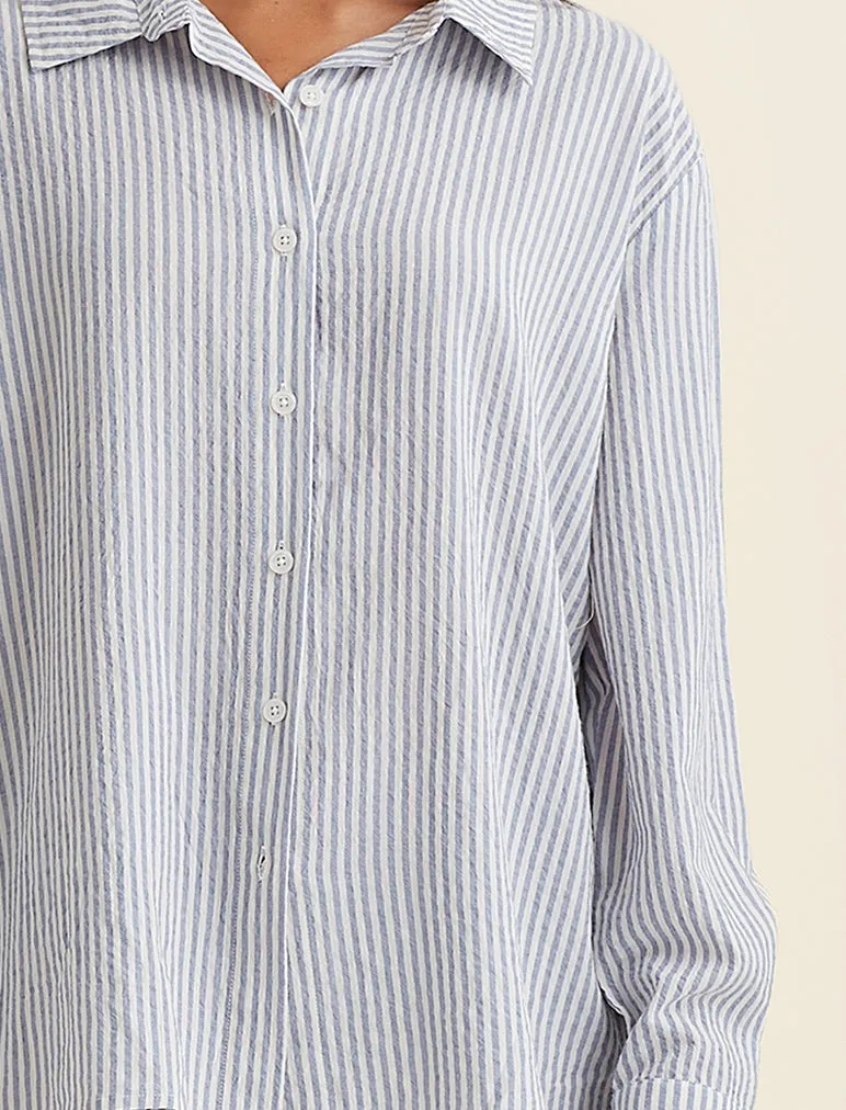 Sabine Seersucker Stripe Boyfriend Shirt sold by Papinelle product image thumbnail 3