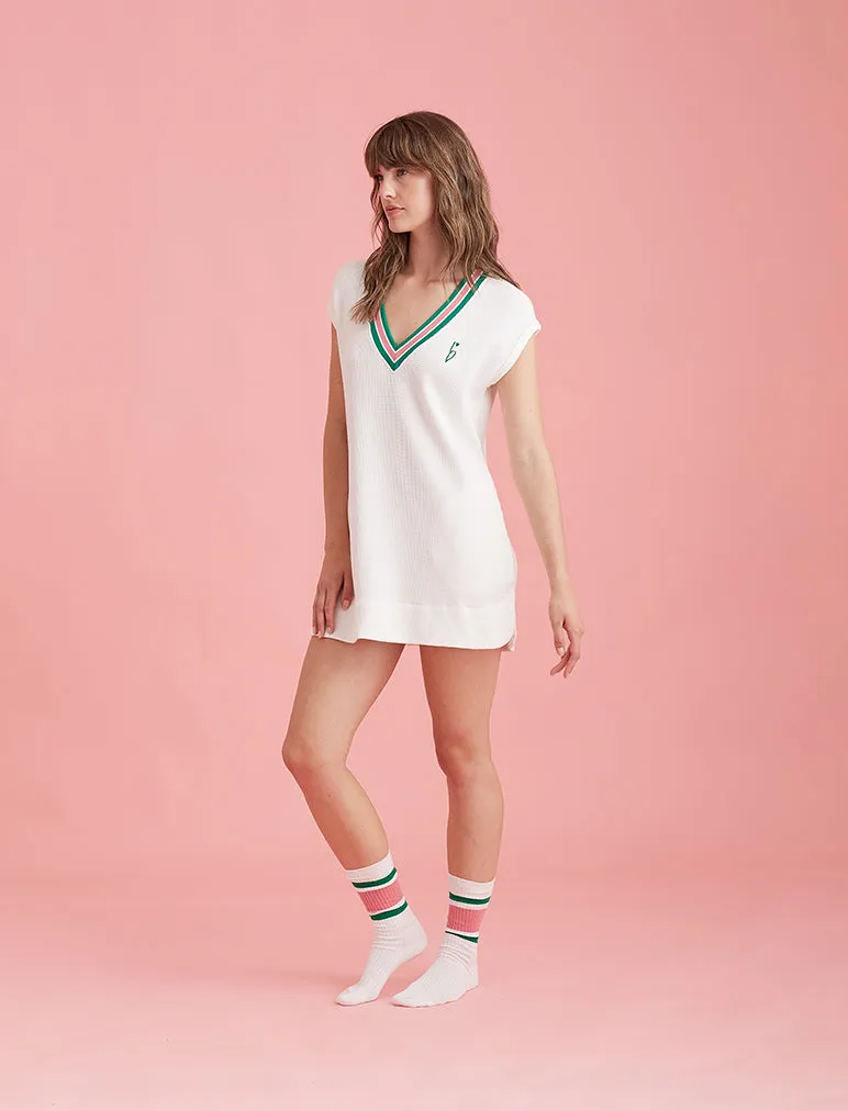 Luxe Waffle Tennis Logo Tank Dress sold by Papinelle product image thumbnail 3