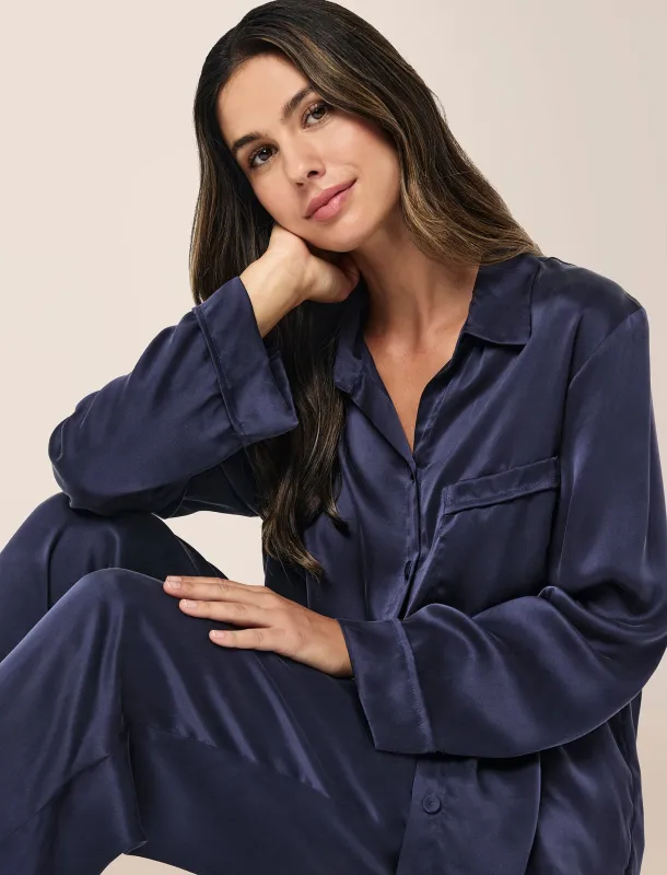 Audrey Washable Silk Full Length PJ Set made by Papinelle