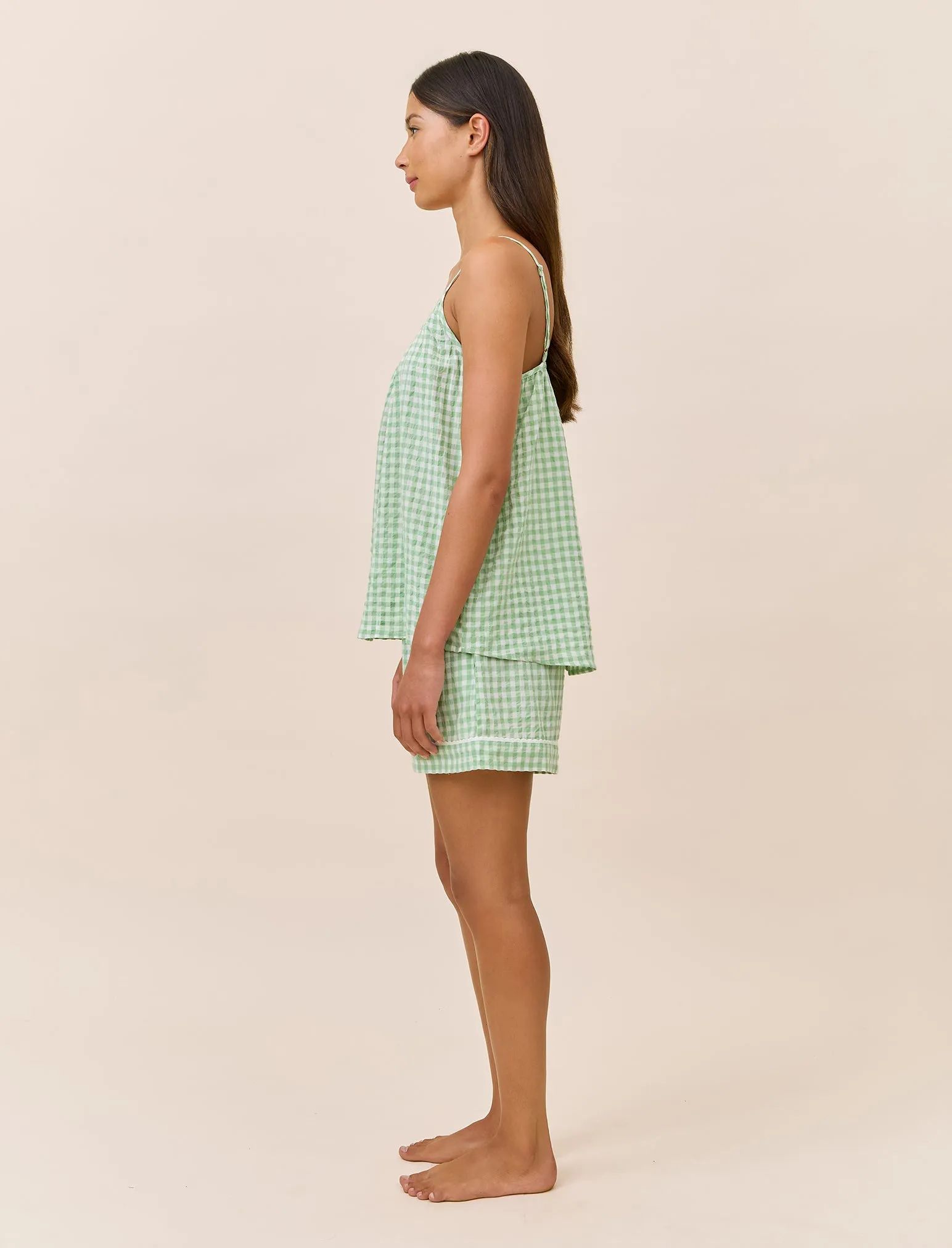 Seersucker Gingham Cami Boxer PJ sold by Papinelle product image thumbnail 5
