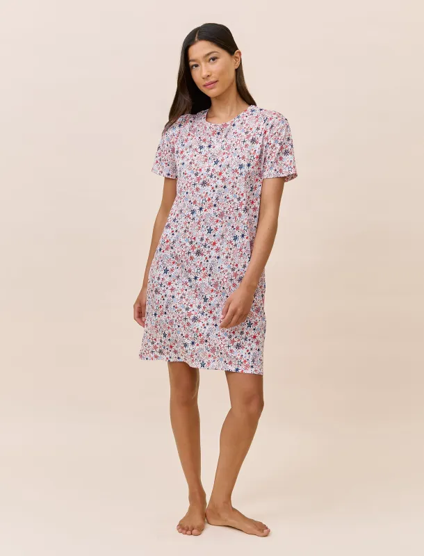 Christmas Stars Organic Cotton Knit Midi Nightie made by Papinelle
