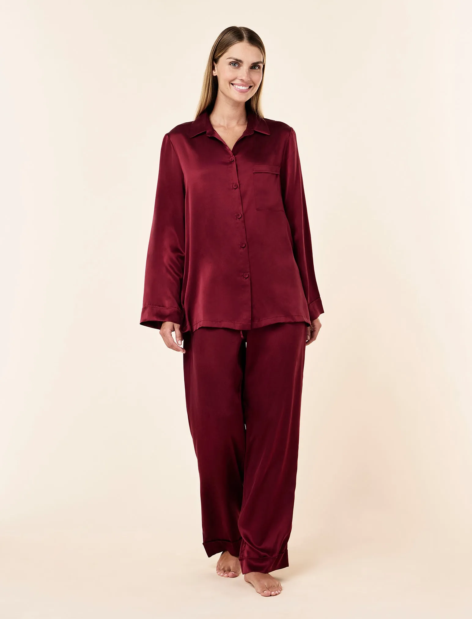Audrey Washable Silk Full Length PJ Set sold by Papinelle