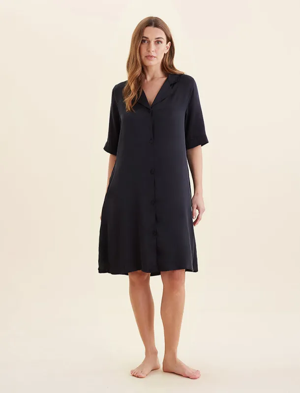 Audrey Washable Silk Short Sleeve Nightshirt made by Papinelle
