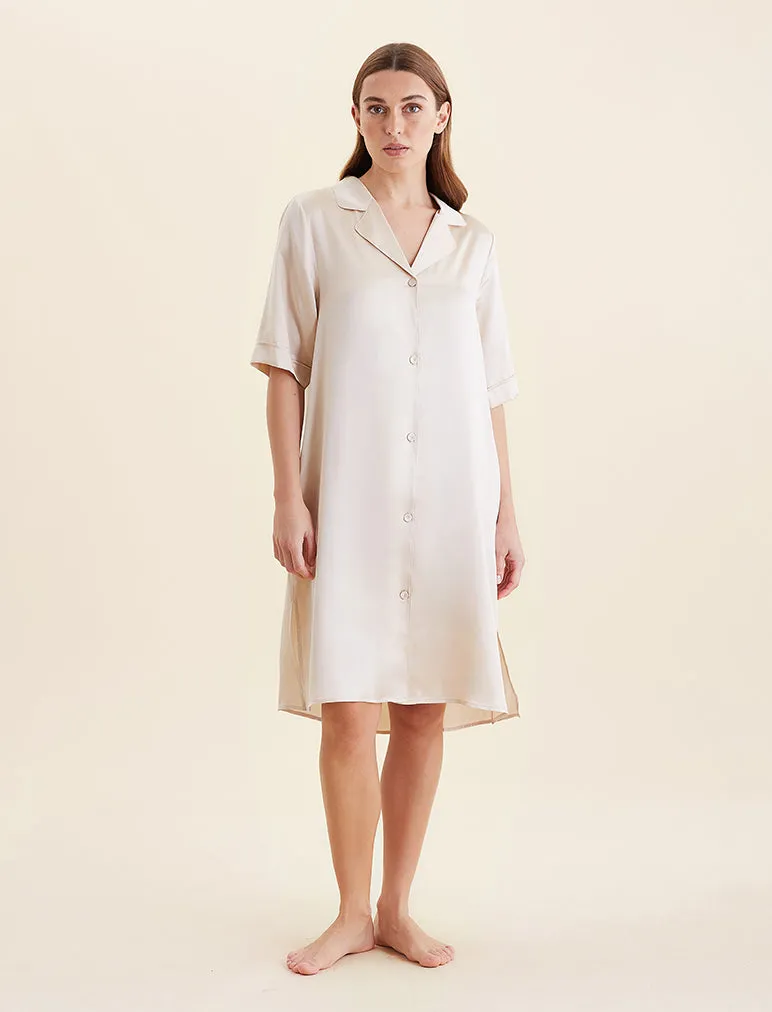 Audrey Washable Silk Short Sleeve Nightshirt sold by Papinelle product image thumbnail 3