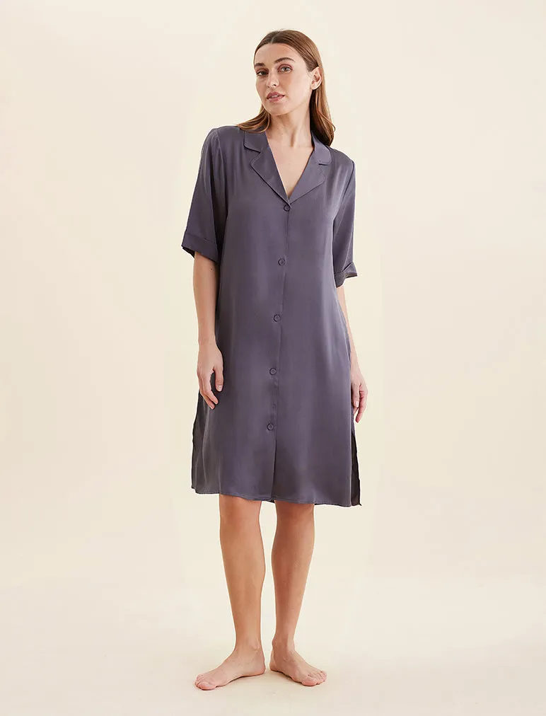Audrey Washable Silk Short Sleeve Nightshirt sold by Papinelle product image thumbnail 2