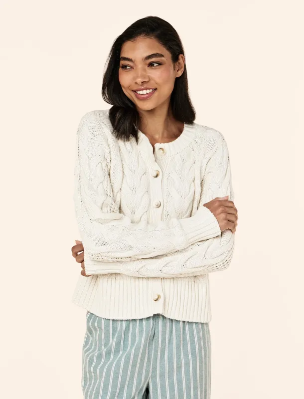Cosy Cable Cotton Cashmere Cardi made by Papinelle