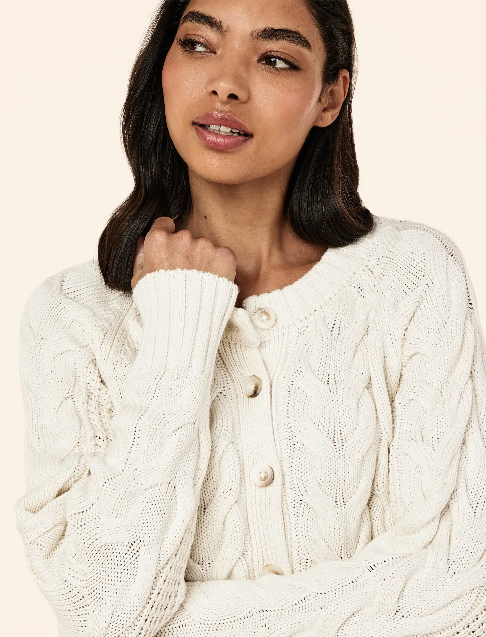 Cosy Cable Cotton Cashmere Cardi sold by Papinelle product image thumbnail 3