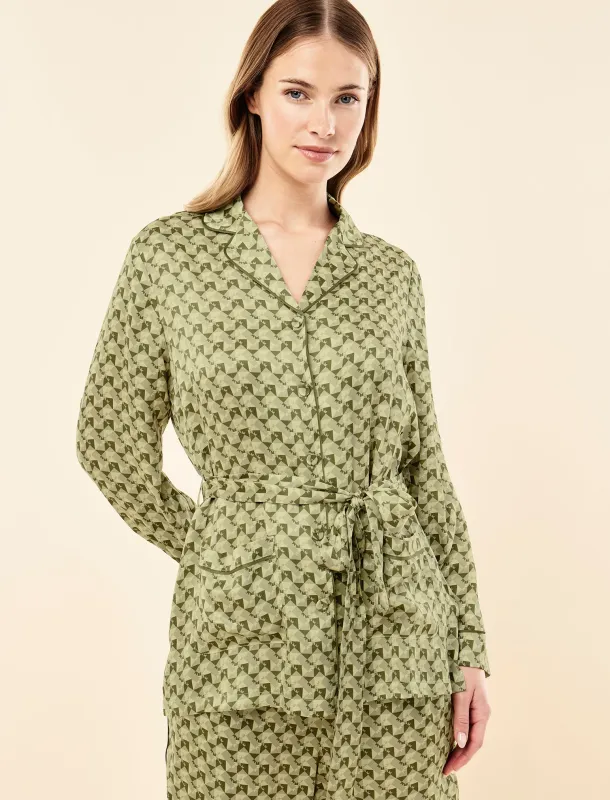 Karen Walker Monogram Tiles Silk Wrap PJ Set made by Papinelle