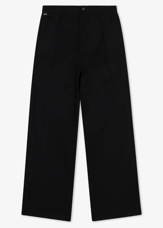 WIDE LEG CANVAS PANTS BLACK made by LA Raw