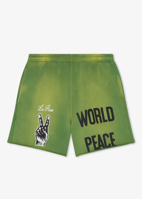 WORLD PEACE SWEAT SHORTS GRN made by LA Raw