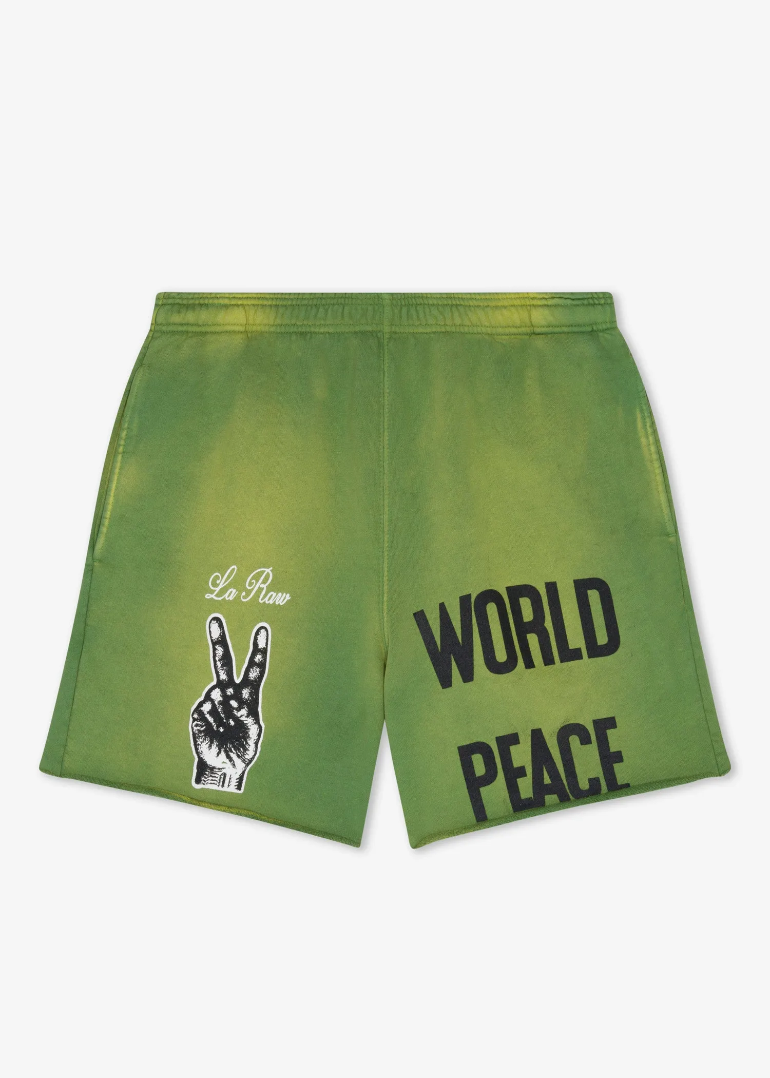 WORLD PEACE SWEAT SHORTS GRN sold by LA Raw