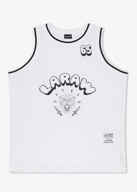 LOGO MESH JERSEY WHITE sold by LA Raw