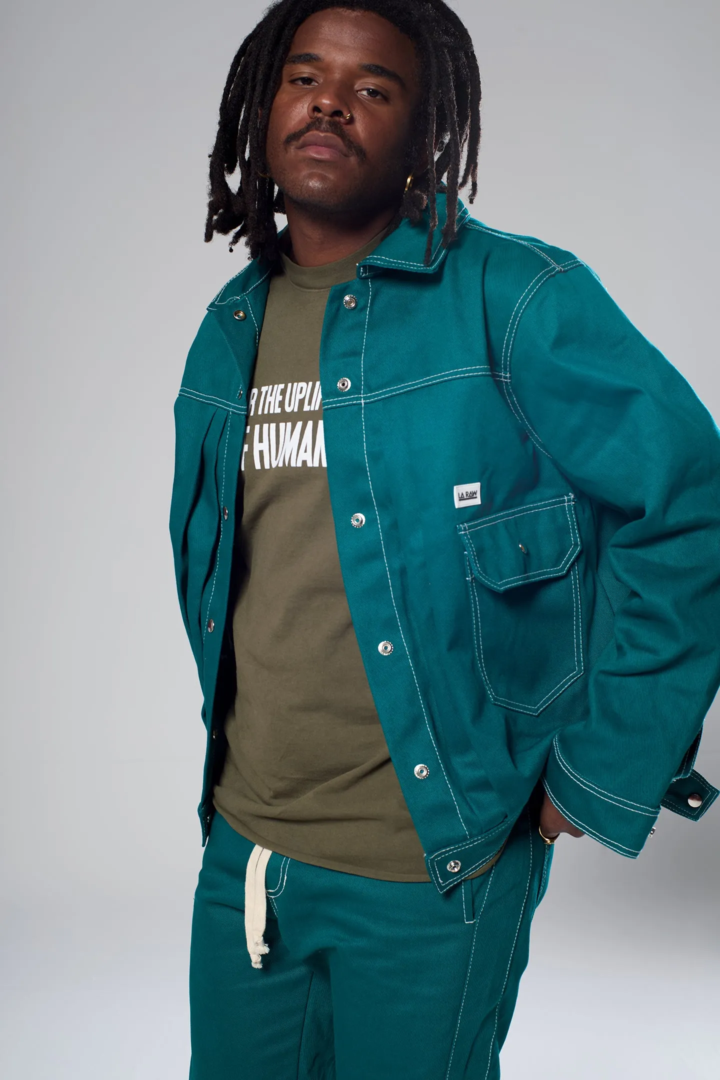 BULL DENIM JACKET KELLY GREEN sold by LA Raw product image thumbnail 2