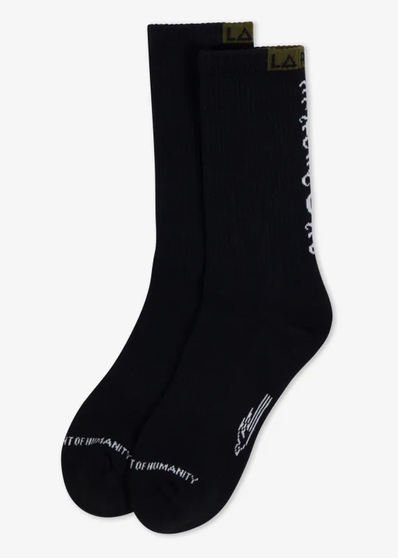 PEACE SOCKS BLACK made by LA Raw