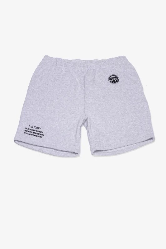 HEAVY LOGO SHORTS GREY sold by LA Raw