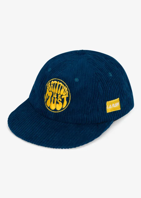 GRATITUDE CORDUROY HAT BLUE made by LA Raw