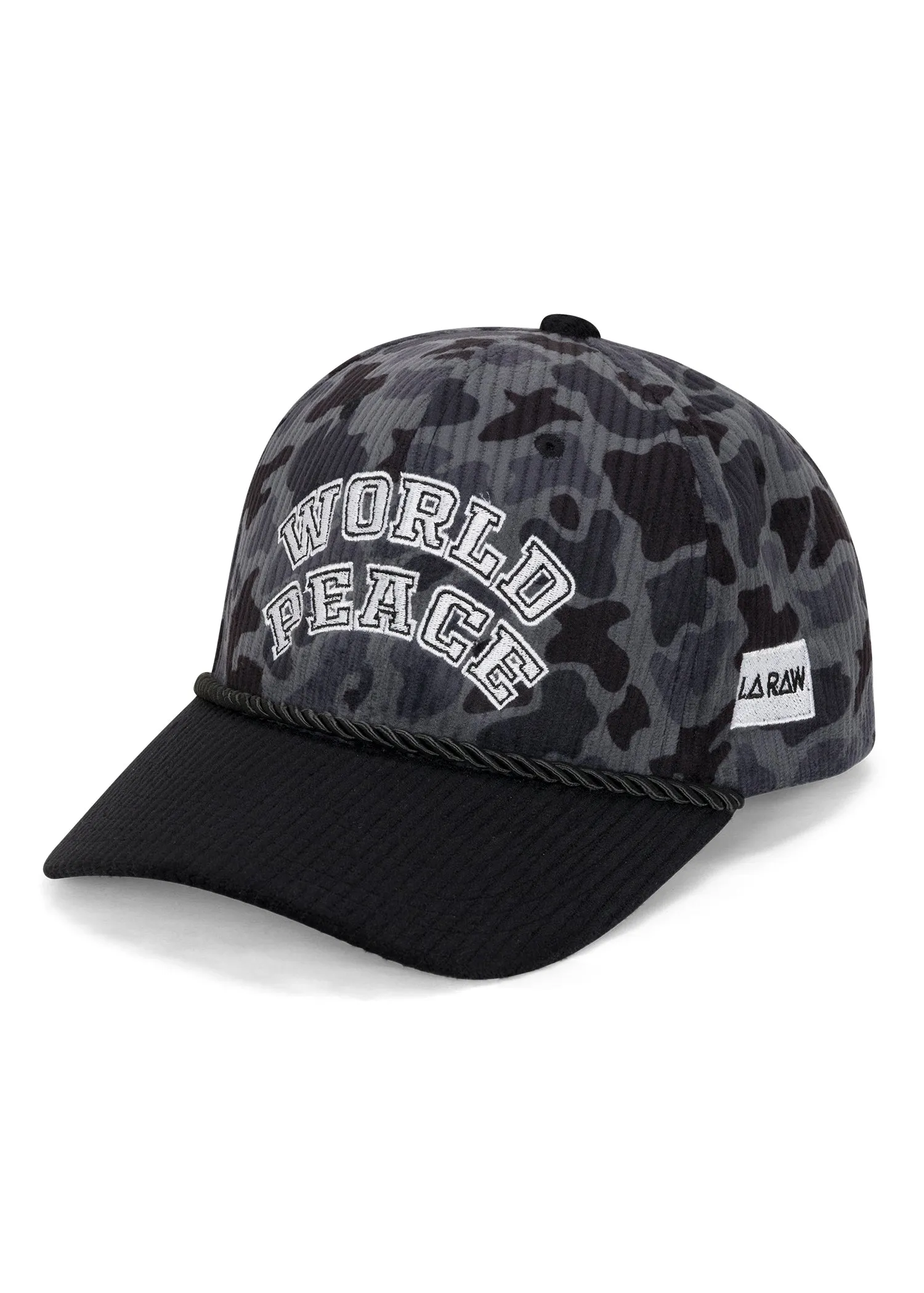 WORLD PEACE CAMO CORDUROY HAT BLK sold by LA Raw