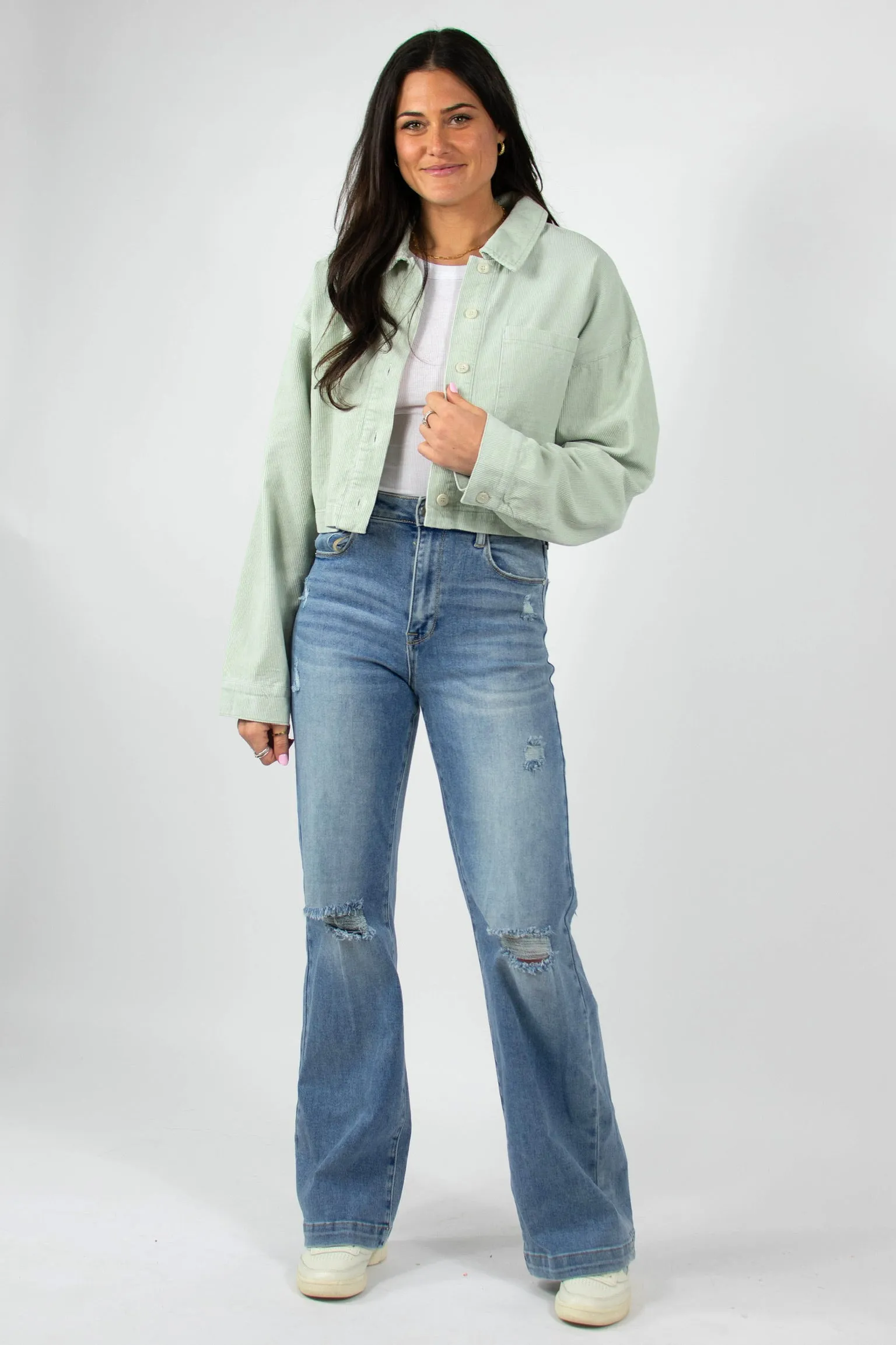 You're The One Jacket in Misty Blue sold by Grey Bandit