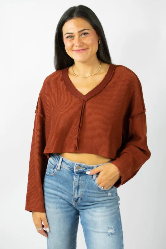 Blaine Long Sleeve in Rust sold by Grey Bandit