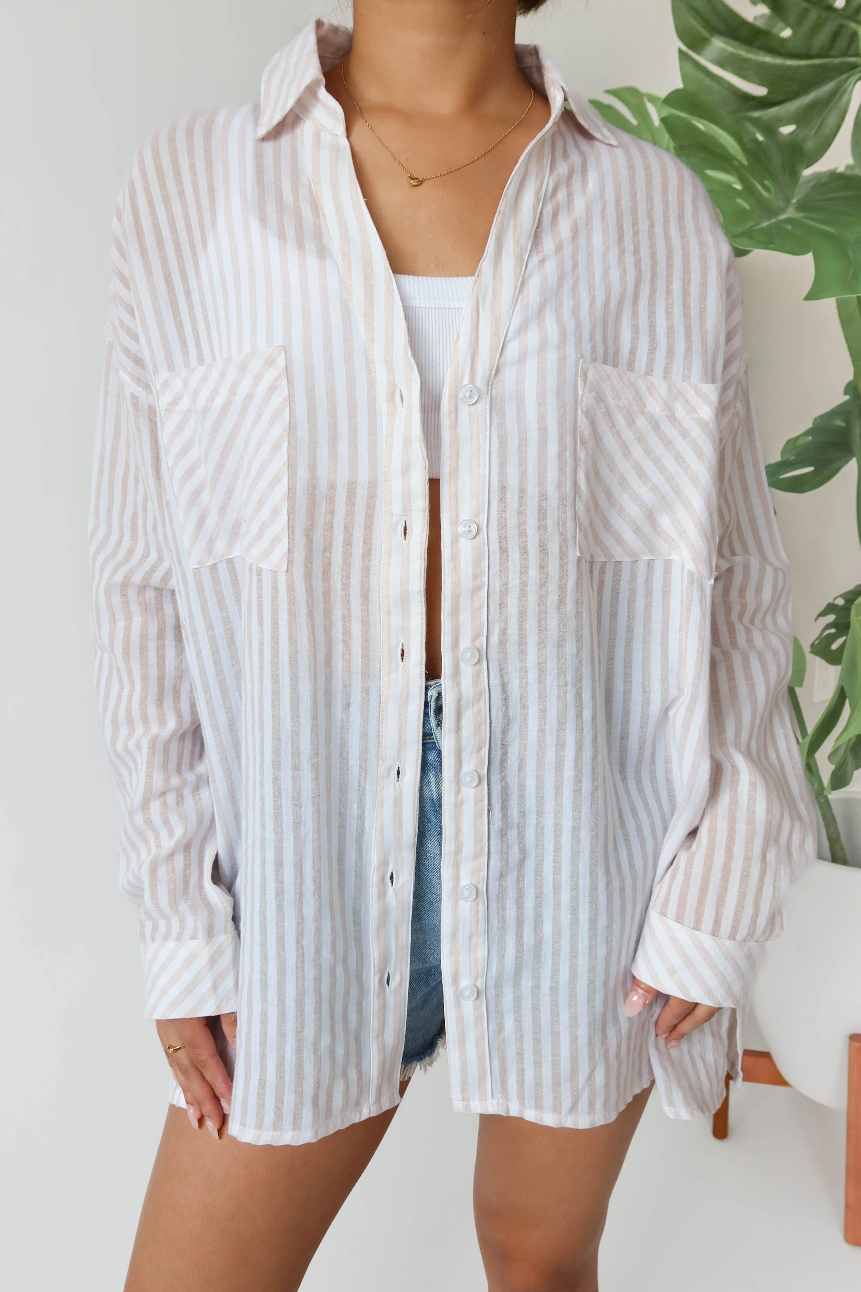 Coastlines Button Down in Beige sold by Grey Bandit