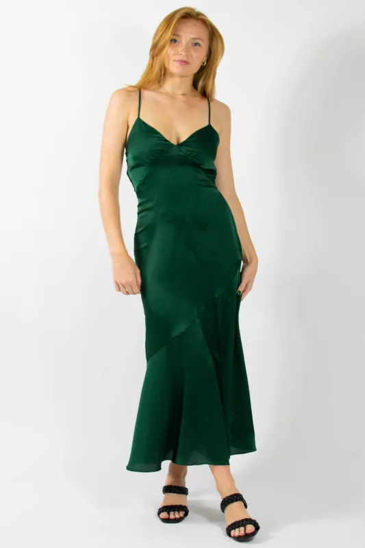 Chic Romance Dress in Hunter Green sold by Grey Bandit