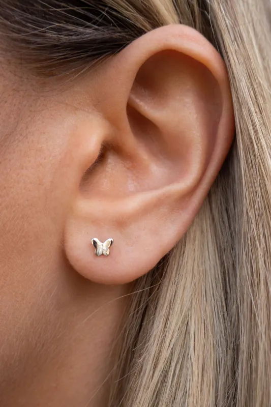 Mini Butterfly Studs in Silver sold by Grey Bandit
