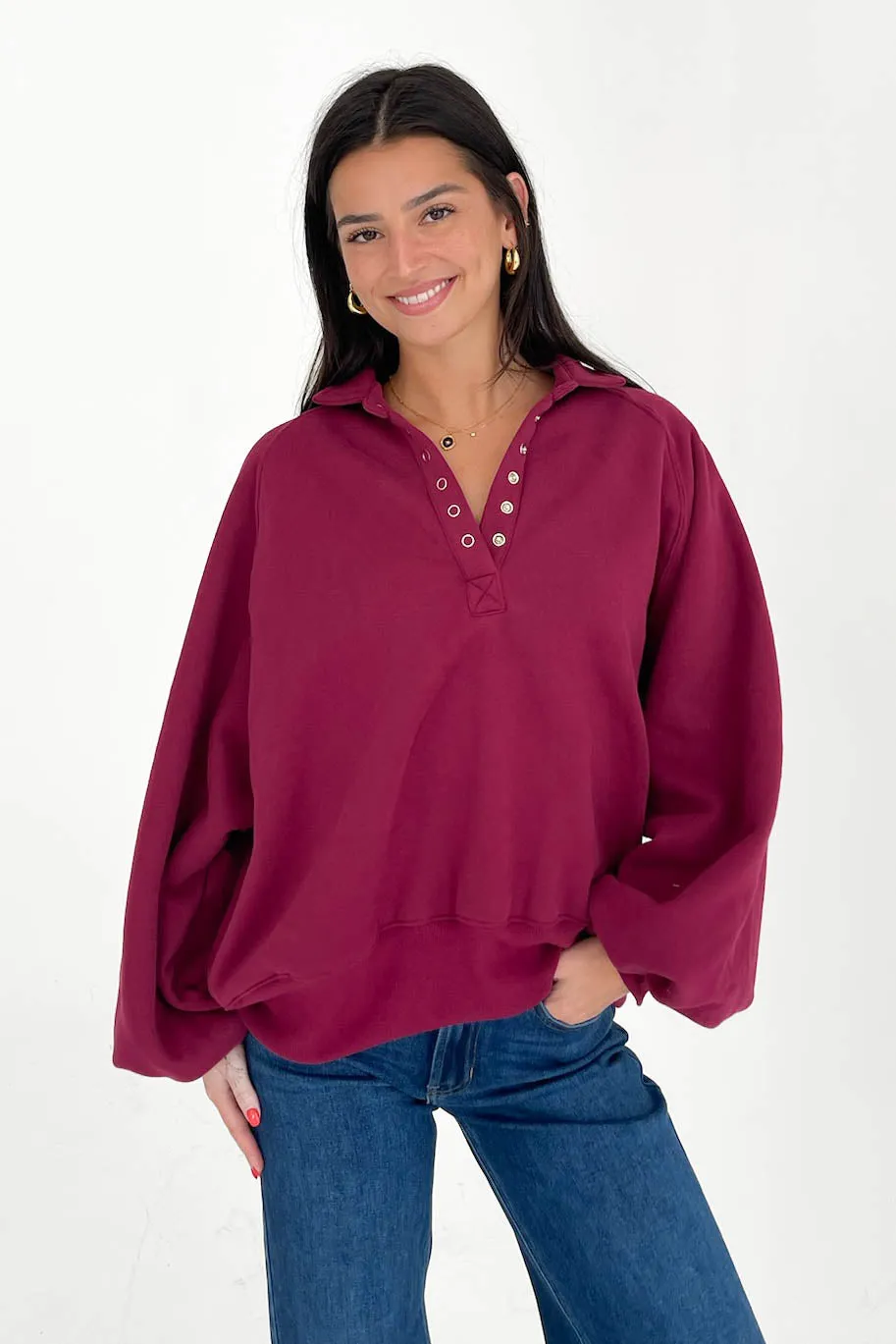 Lennon Sweatshirt in Berry sold by Grey Bandit product image thumbnail 2