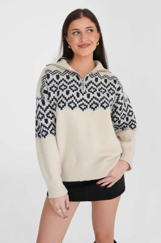 Abigail Quarter Zip Sweater sold by Grey Bandit