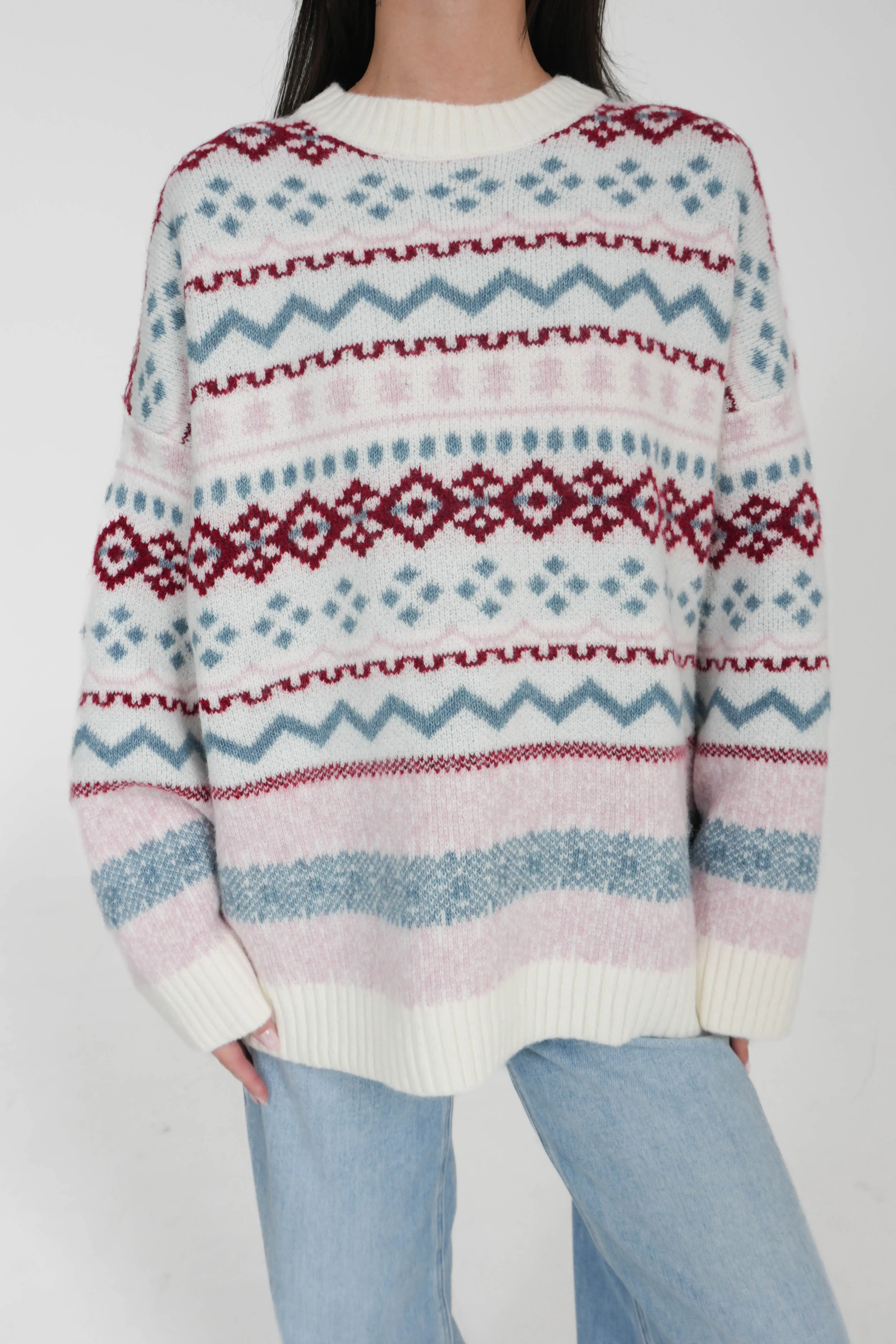 Cool Vibes Sweater in Ivory/Pink sold by Grey Bandit product image thumbnail 2