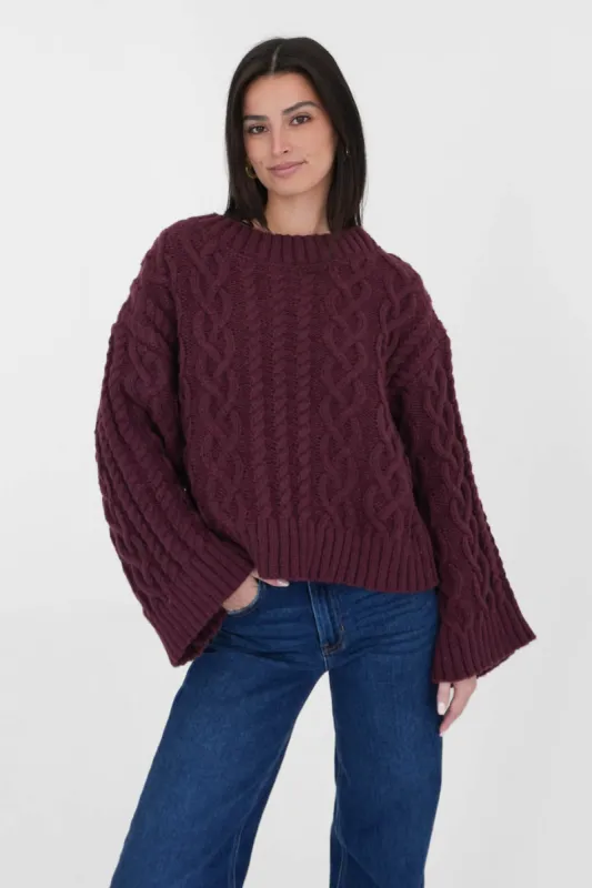 Jacie Sweater in Burgundy sold by Grey Bandit