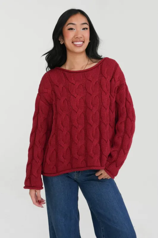 Better Days Sweater in Red made by Grey Bandit