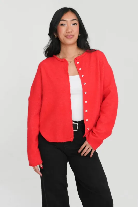 Phoebe Cardigan in Red sold by Grey Bandit