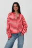 Phoebe Cardigan in Pink/Red Stripe sold by Grey Bandit