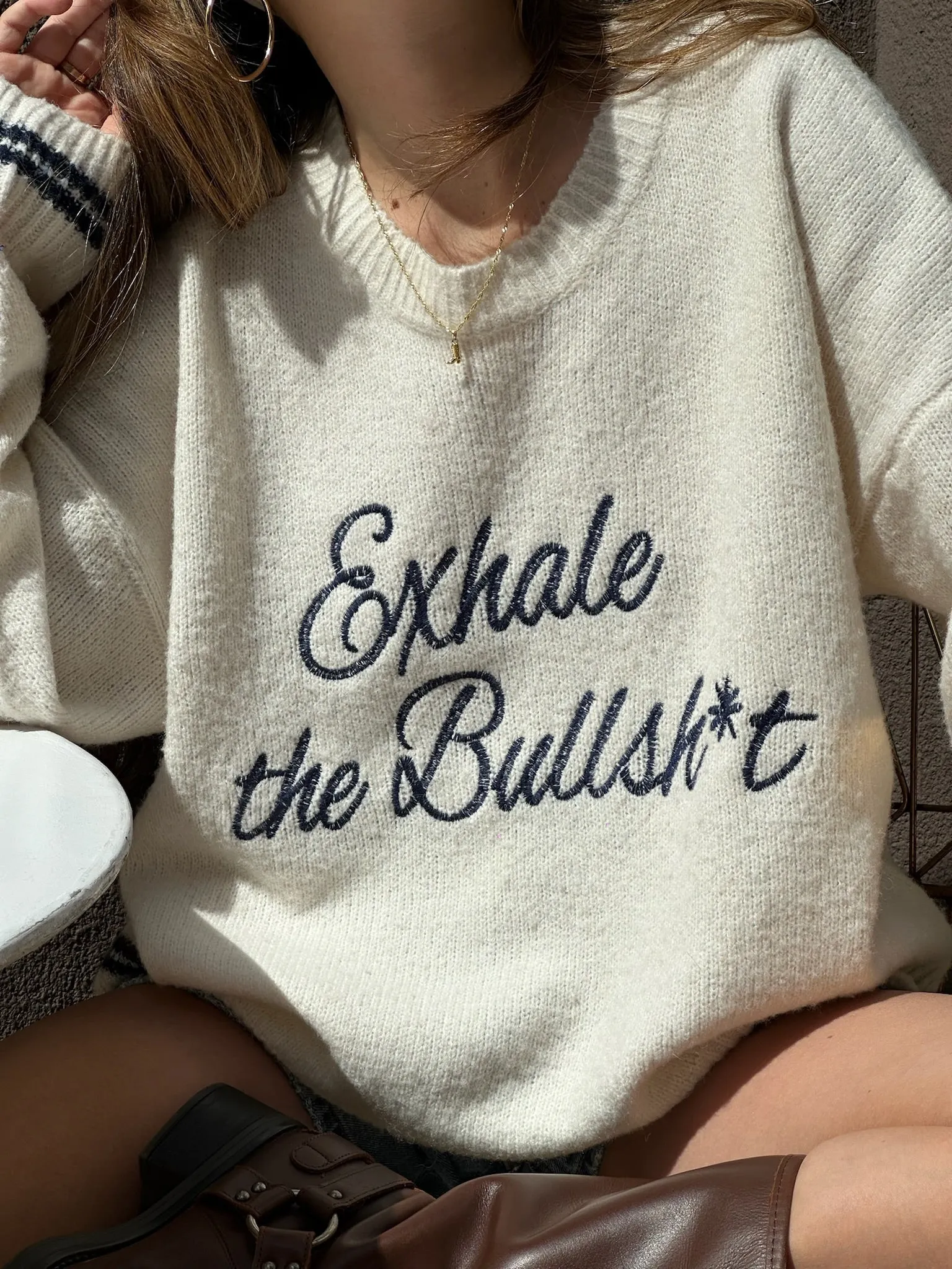 Exhale The Bullsh*t Sweater sold by Grey Bandit product image thumbnail 4