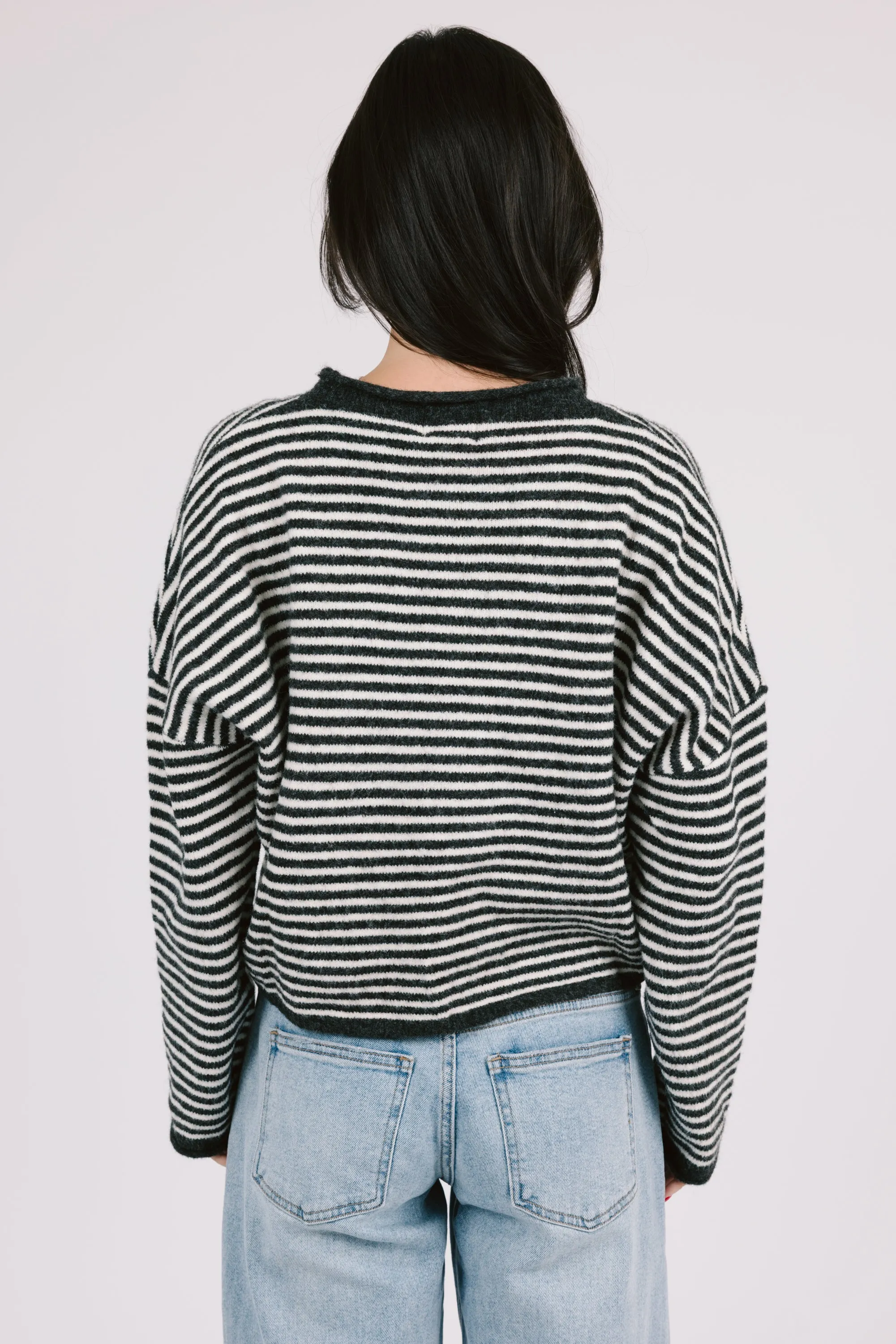 Phoebe Cardigan in Charcoal/White Stripe sold by Grey Bandit product image thumbnail 5