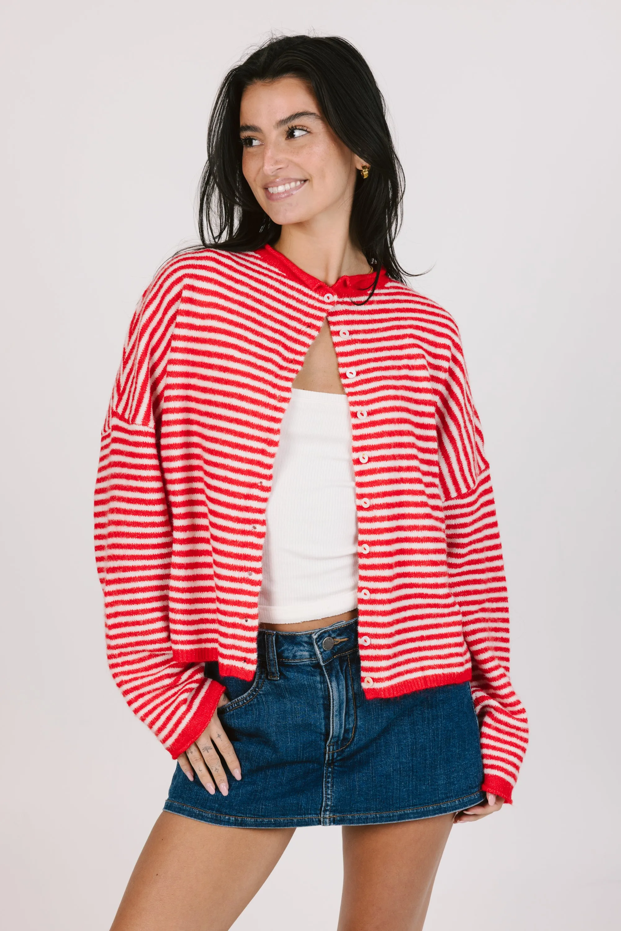 Phoebe Cardigan in Red/White Stripe sold by Grey Bandit product image thumbnail 2