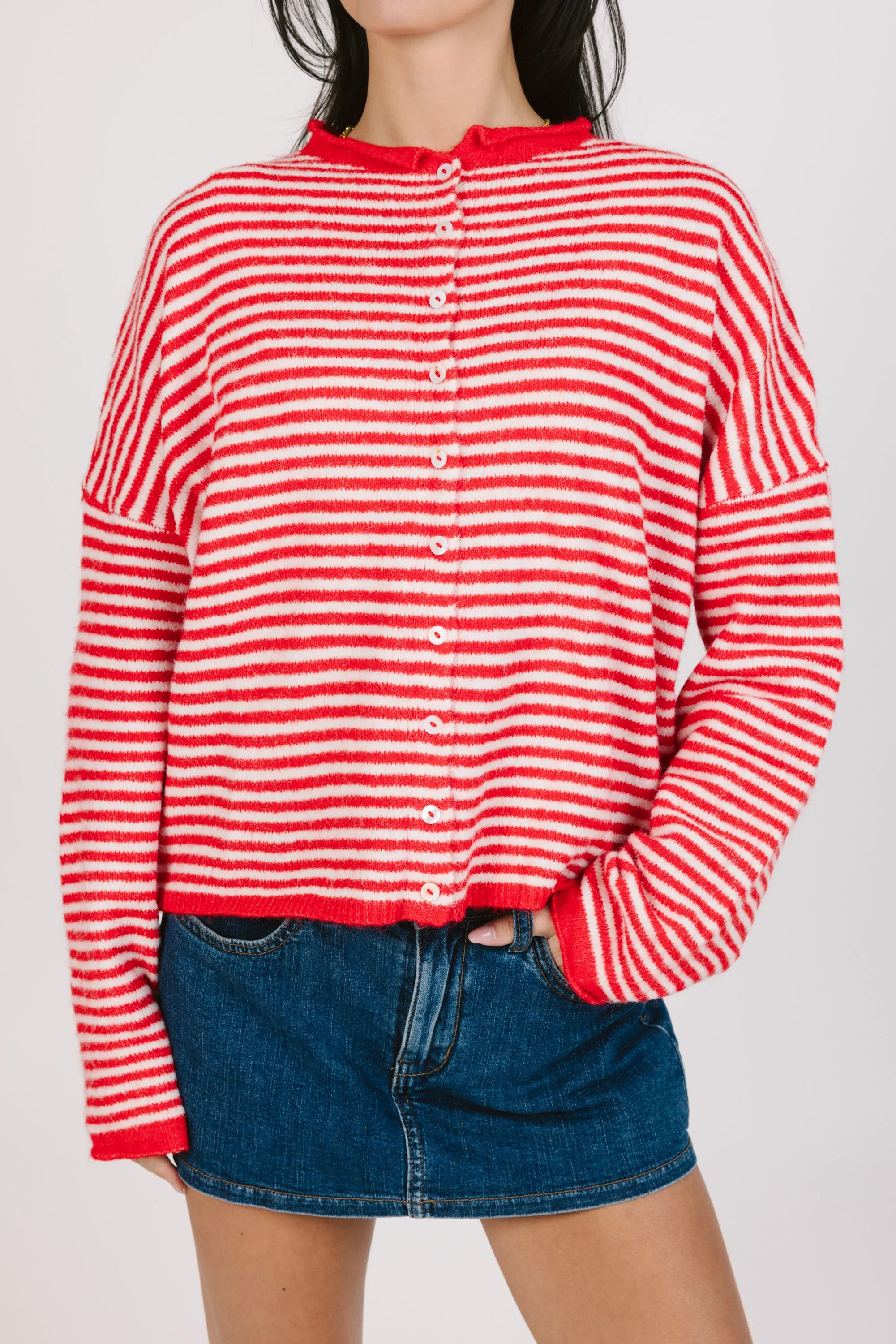 Phoebe Cardigan in Red/White Stripe sold by Grey Bandit product image thumbnail 4