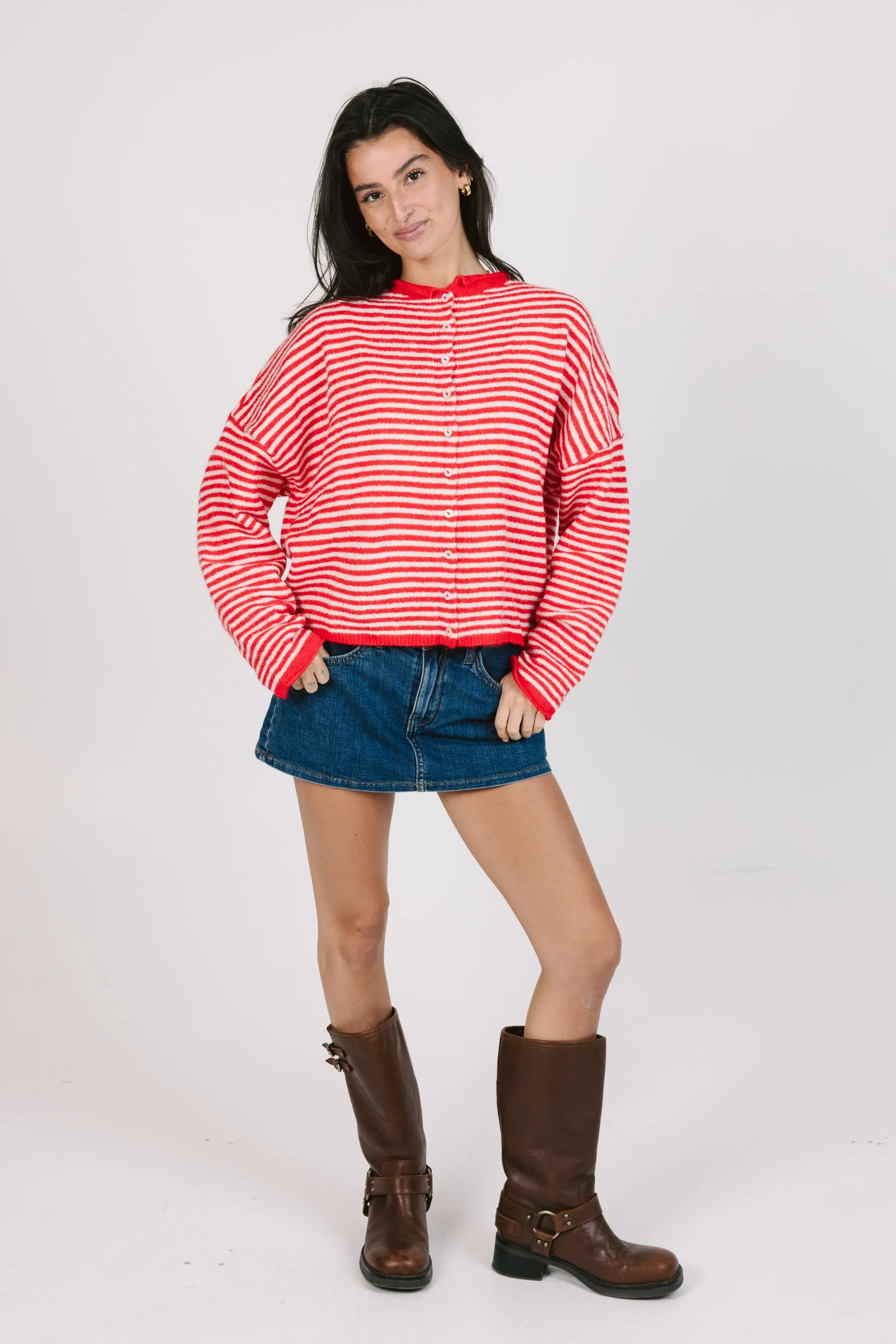 Phoebe Cardigan in Red/White Stripe sold by Grey Bandit product image thumbnail 3