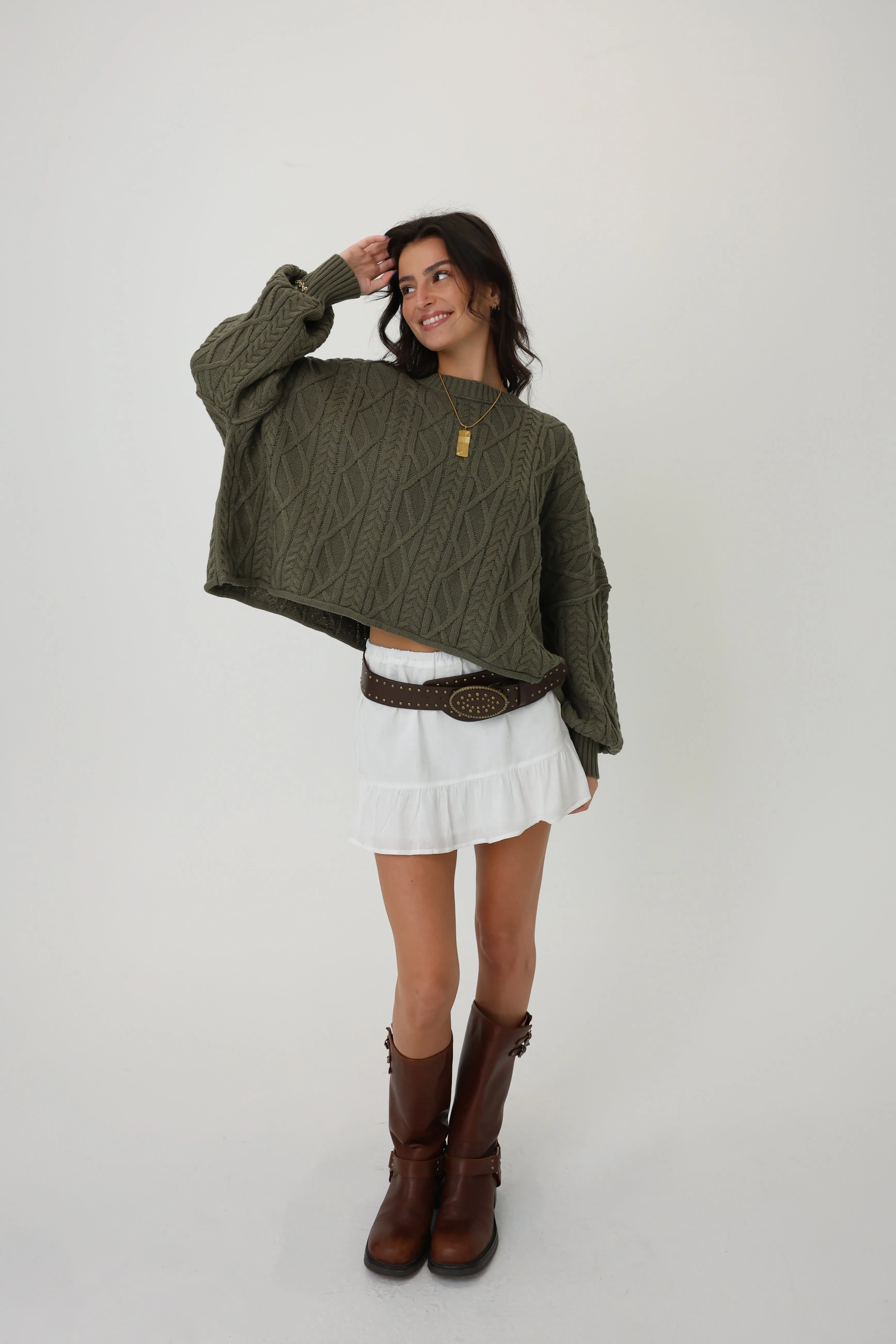 Eva Sweater in Olive sold by Grey Bandit product image thumbnail 3