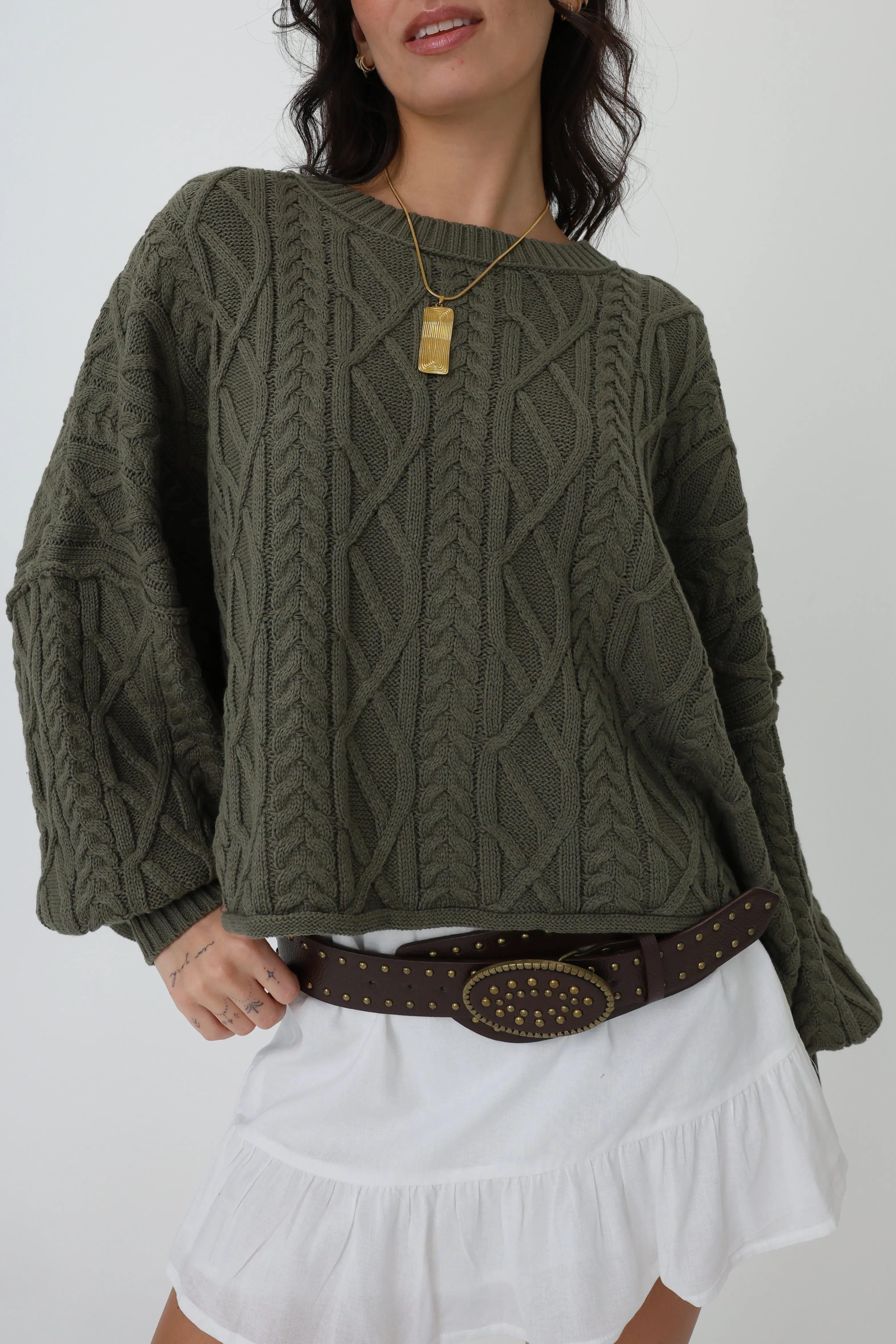Eva Sweater in Olive sold by Grey Bandit product image thumbnail 2
