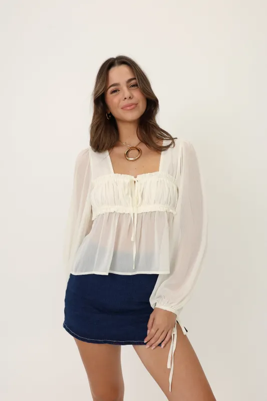 Soft Romance Top in White sold by Grey Bandit