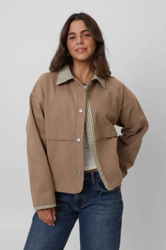 West Village Jacket in Taupe/Olive sold by Grey Bandit