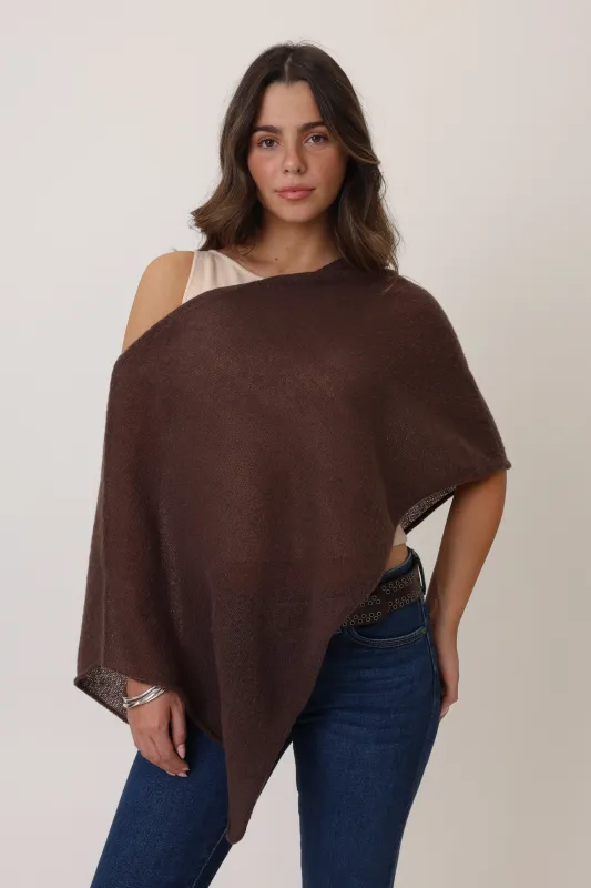 Stephanie Poncho in Chocolate sold by Grey Bandit