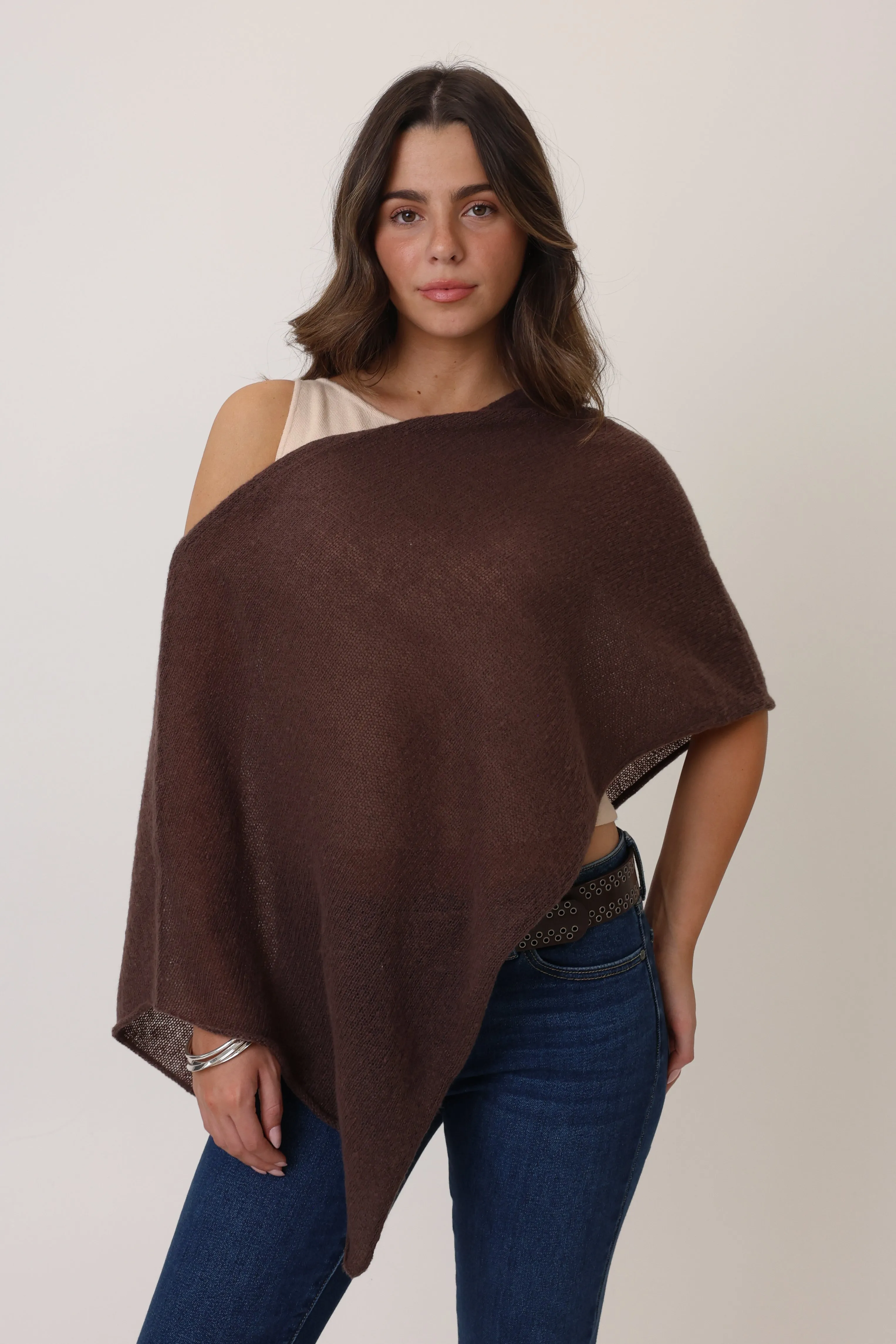 Stephanie Poncho in Chocolate sold by Grey Bandit