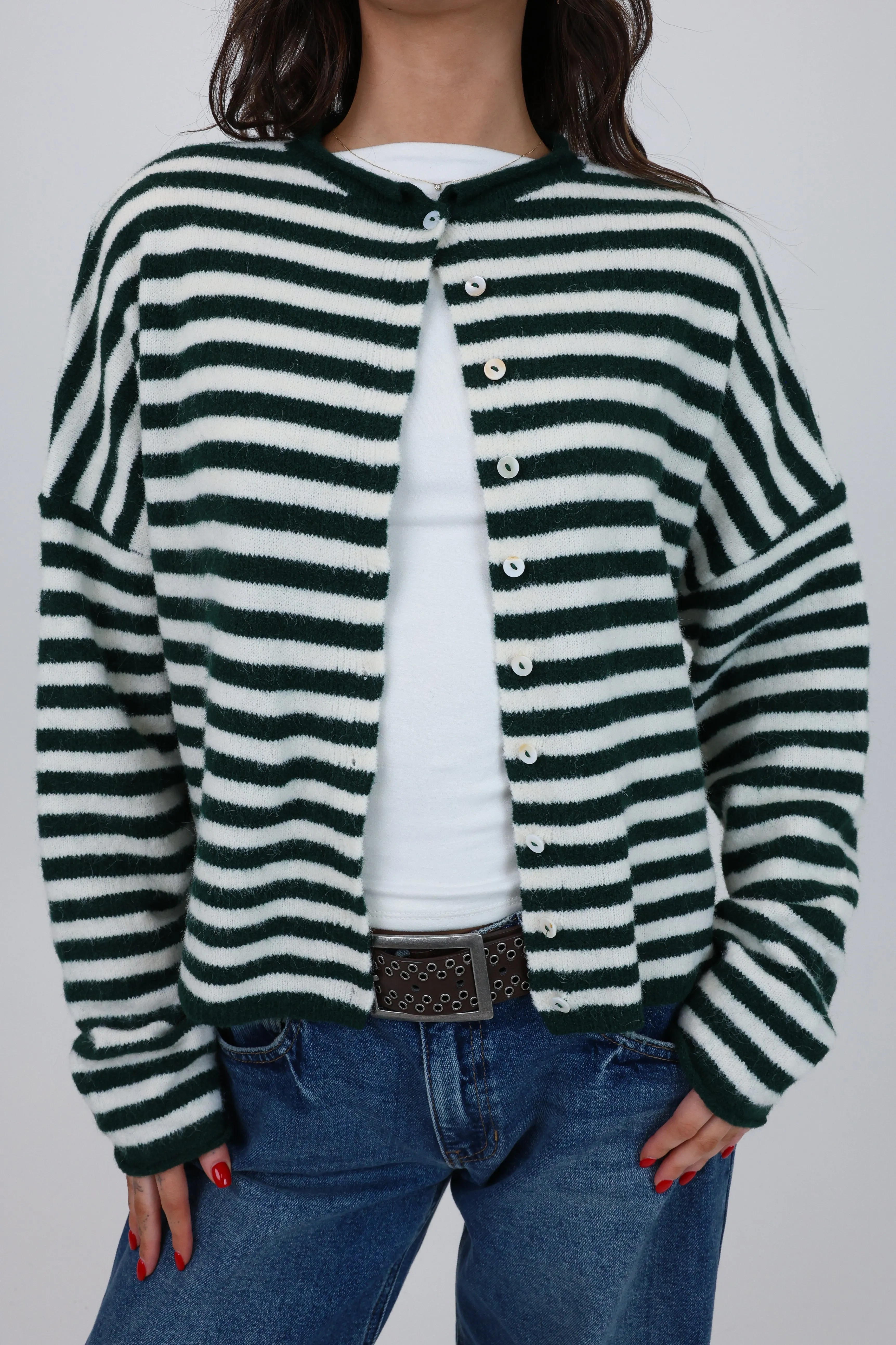 Phoebe Cardigan in Green/White Stripe sold by Grey Bandit product image thumbnail 3
